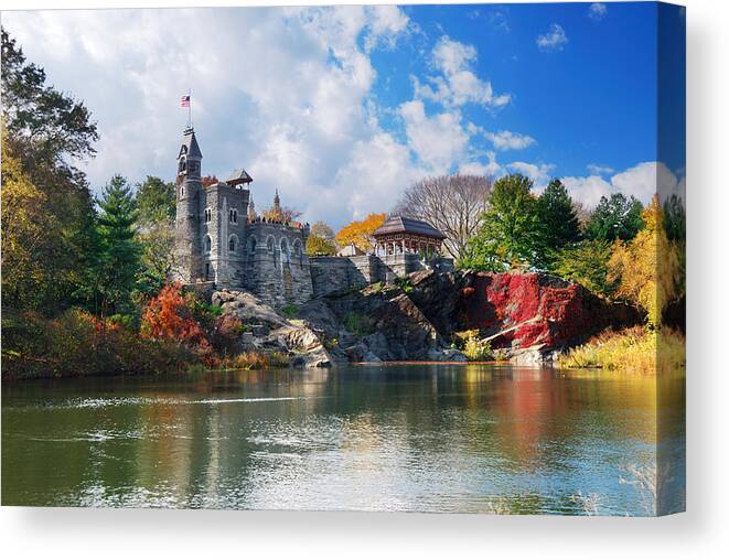 New York City Canvas Print featuring the photograph New York City Central Park Belvedere Castle by Songquan Deng
