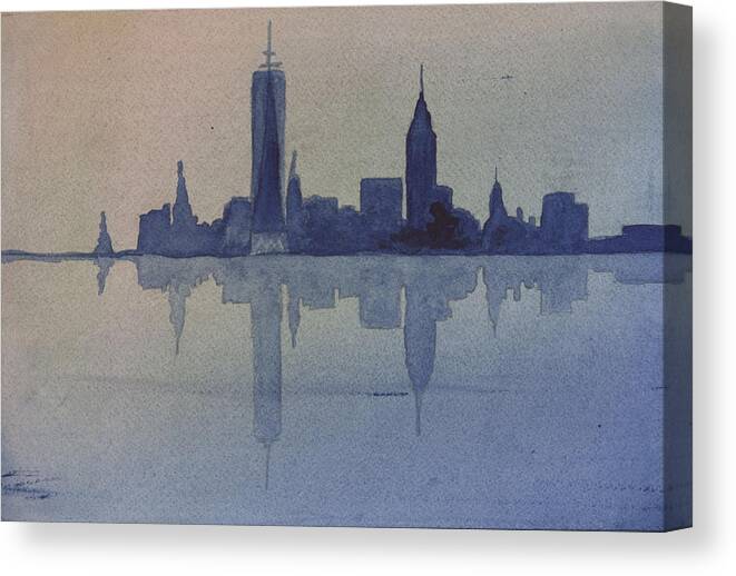 Nyc Canvas Print featuring the painting New York Skyline by Donna Walsh