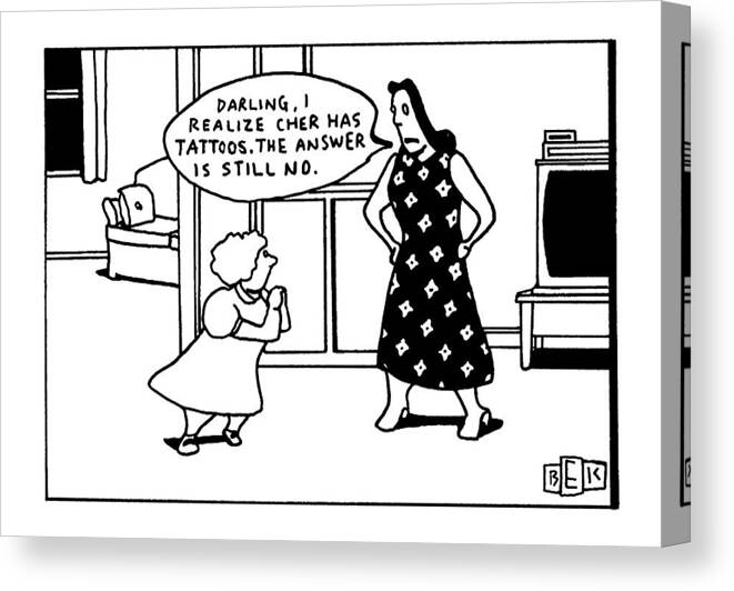Mothering Canvas Print featuring the drawing New Yorker September 7th, 1992 by Bruce Eric Kaplan