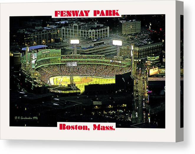 Night Canvas Print featuring the photograph Night Baseball Fenway Park Boston Massachusetts by A Macarthur Gurmankin