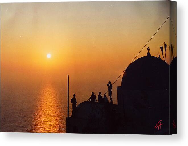 Colette Canvas Print featuring the photograph Night on Santorini Island by Colette V Hera Guggenheim