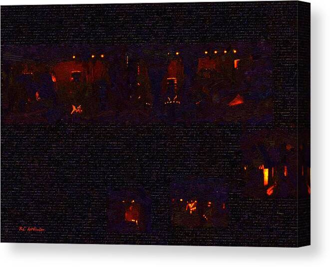 Building Canvas Print featuring the painting Night Windows by RC DeWinter