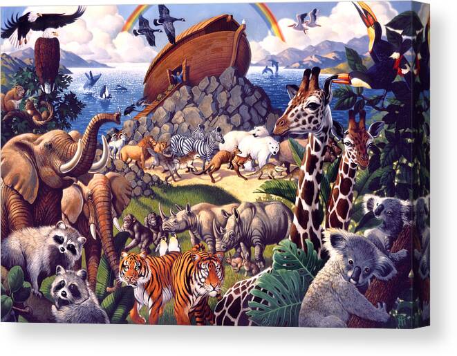 Biblical Canvas Print featuring the painting Noah's Ark by Mia Tavonatti