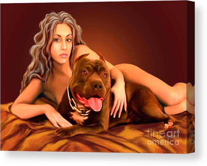 Nude Girl with Dog by Spano canvas print by Michael Spano. &nb...