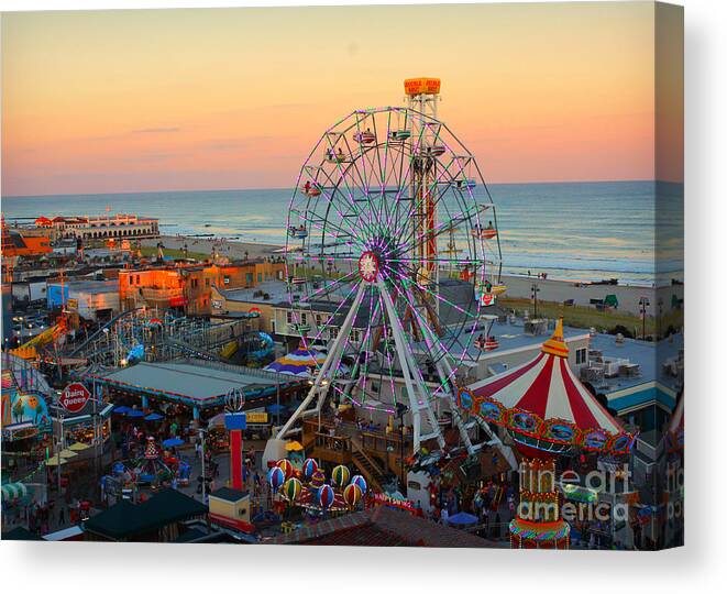 Ferris Wheel Canvas Print featuring the photograph Ocean City Castaway Cove and Music Pier by Beth Ferris Sale