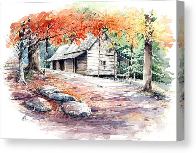 Landscape Canvas Print featuring the painting Ogle Farmhouse by Bob George