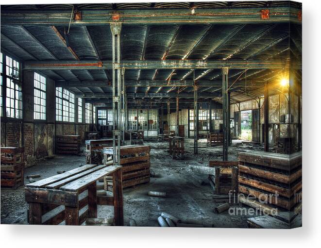 Hdr Canvas Print featuring the photograph Old Factory Ruin by Carlos Caetano