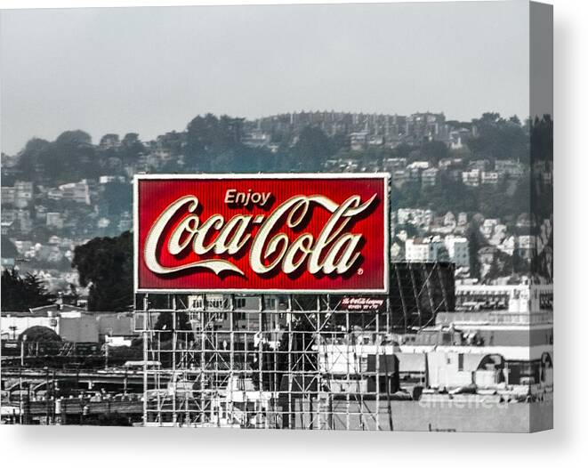 Old San Francisco Coke Sign Canvas Print featuring the photograph Old San Francisco Coke Sign by Mitch Shindelbower