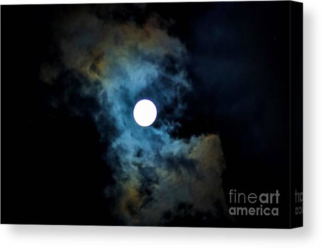 Supermoon Canvas Print featuring the photograph oN a HaLF SHeLL by Angela J Wright