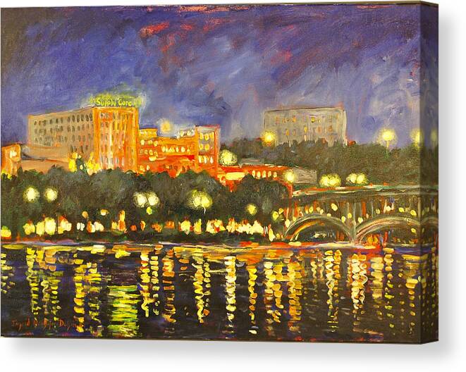 On The Waterfront Canvas Print featuring the painting On the Waterfront by Ingrid Dohm
