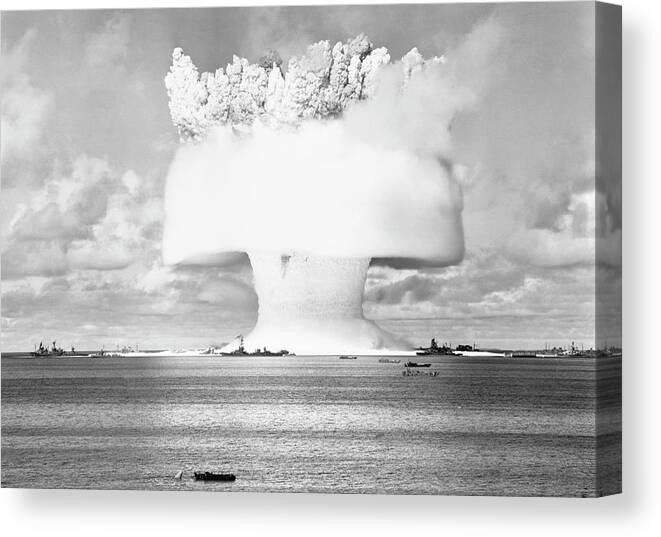 Baker Canvas Print featuring the photograph Operation Crossroads Atom Bomb Test by Us Navy/science Photo Library