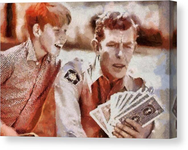 Opie Canvas Print featuring the digital art Opie and Andy by Paulette B Wright