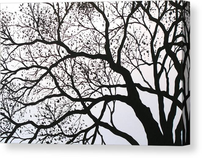 Trees Canvas Print featuring the painting Original Abstract black and white Landscape Trees Art Painting Print ... Black On White by Amy Giacomelli