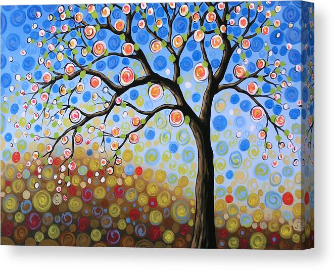 Tree Canvas Print featuring the painting Original Abstract Landscape Tree Art Painting ... Blue Sky Mine by Amy Giacomelli