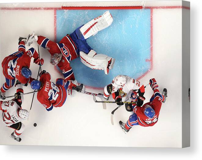 Erik Condra Canvas Print featuring the photograph Ottawa Senators V Montreal Canadiens by Francois Lacasse