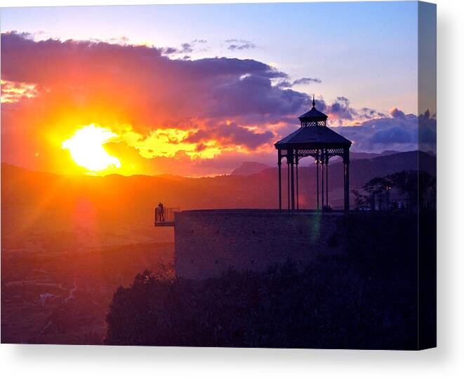 Ronda Sunset Canvas Print featuring the photograph Pagoda Sunset by HweeYen Ong