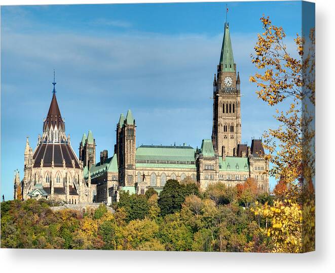 Canada Canvas Print featuring the photograph Parliament Hill in Autumn by Rob Huntley