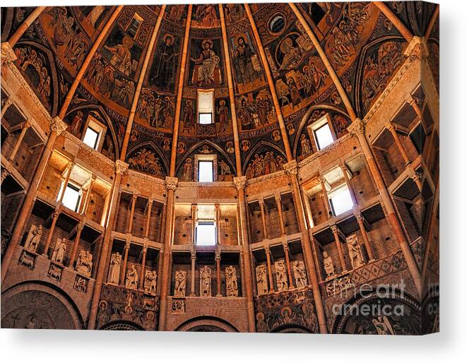 Parma Canvas Print featuring the photograph Parma Baptistery by Nigel Fletcher-Jones