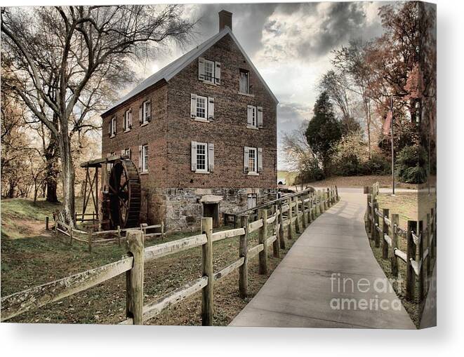 Kerr Mill Canvas Print featuring the photograph Pathway To Kerr Grist Mill by Adam Jewell