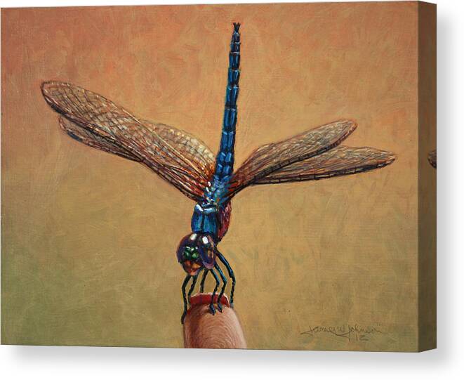 Dragonfly Canvas Print featuring the painting Pet Dragonfly by James W Johnson
