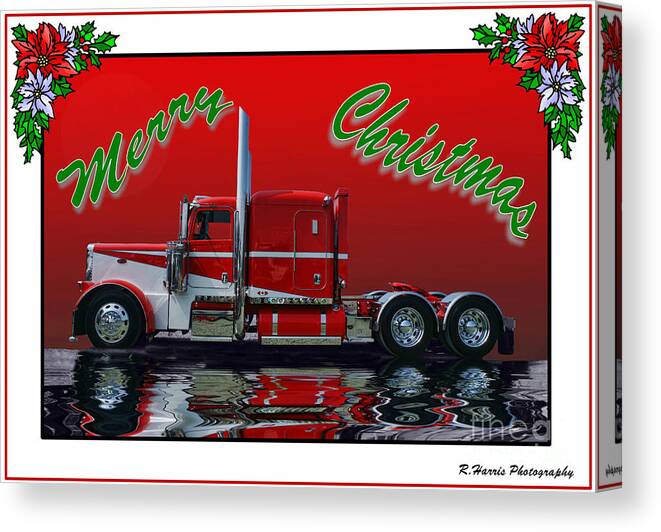 Big Rigs Canvas Print featuring the photograph Peterbilt Xmas Card by Randy Harris