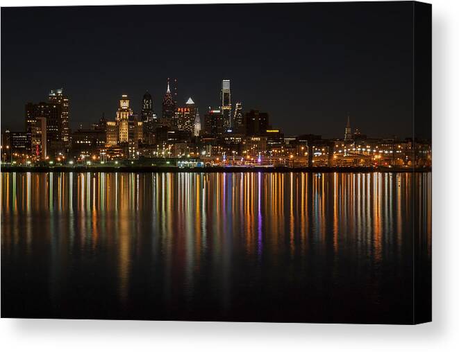 Philadelphia Canvas Print featuring the photograph Philly night by Jennifer Ancker