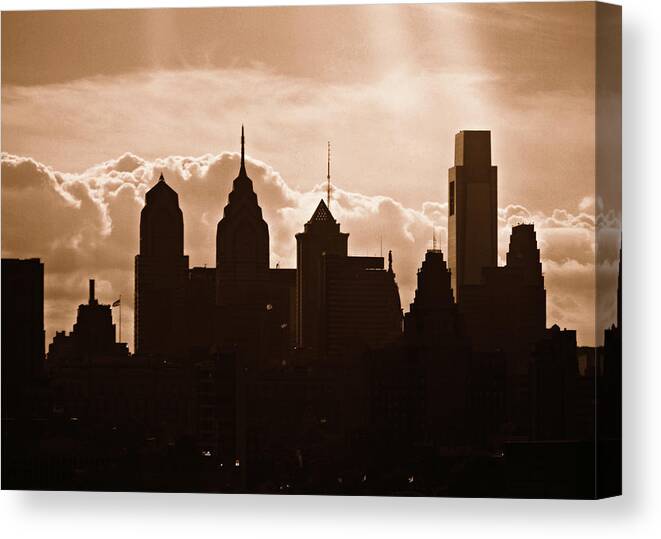 Skyline Canvas Print featuring the photograph Philly Skyline by Dark Whimsy