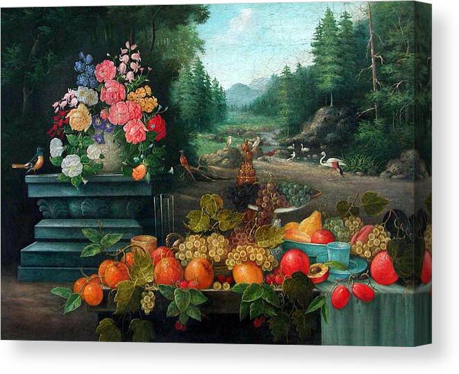Floral Canvas Print featuring the photograph Picnic at the Park by Munir Alawi