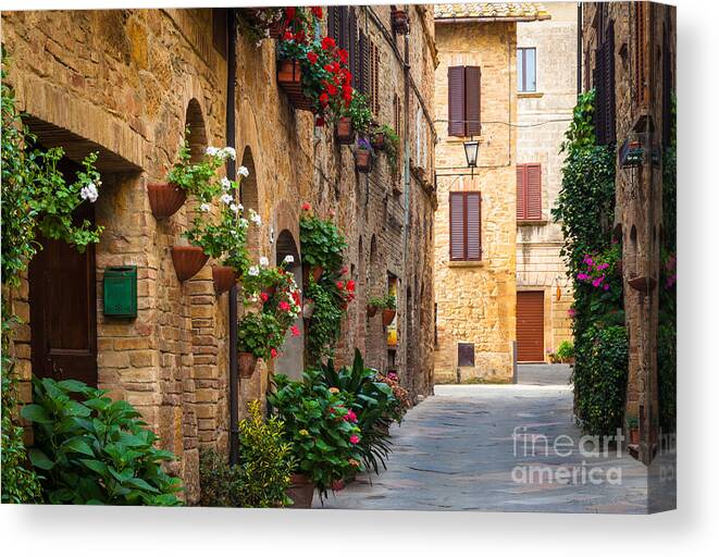 Europe Canvas Print featuring the photograph Pienza Street by Inge Johnsson
