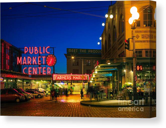 Seattle Canvas Print featuring the photograph Pike Place Market by Inge Johnsson