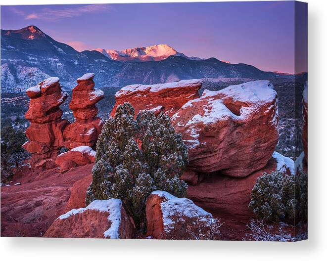 Mountain Canvas Print featuring the photograph Pikes Peak Sunrise by Darren White