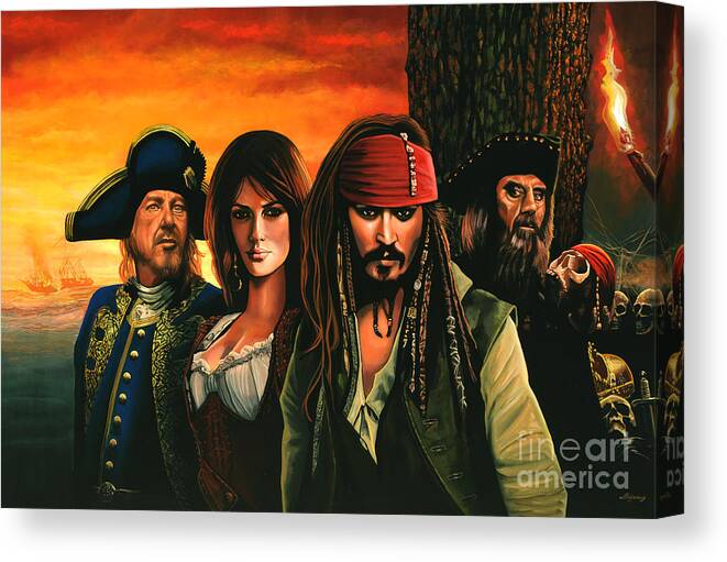 Pirates Of The Caribbean Canvas Print featuring the painting Pirates of the Caribbean by Paul Meijering