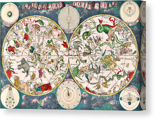 Astronomy Canvas Print featuring the photograph Planisphere Coeleste Star Map 1680 by Science Source