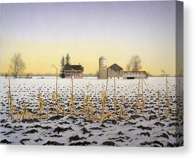 Cornfield Canvas Print featuring the painting Plought Cornfield by Conrad Mieschke