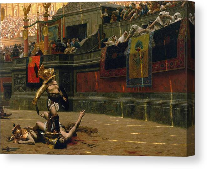 Pollice Verso Canvas Print featuring the painting Pollice Verso by War Is Hell Store