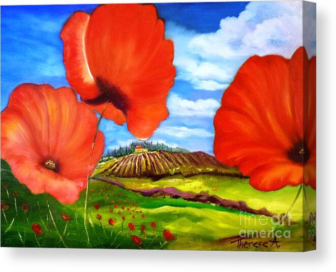 Poppies Canvas Print featuring the painting Poppies of Provence by Therese Alcorn