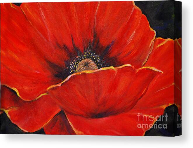 Red Poppy Canvas Print featuring the painting Poppy by Nancy Bradley