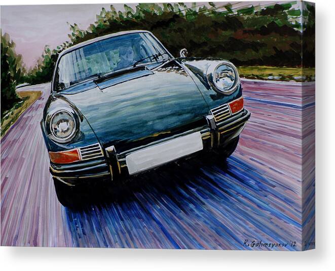 Car Canvas Print featuring the painting Porsche 911 by Rimzil Galimzyanov
