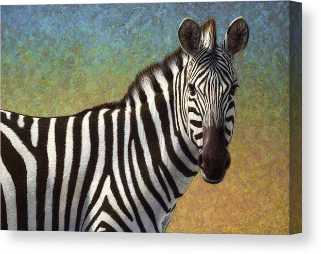 Zebra Canvas Print featuring the painting Portrait of a Zebra by James W Johnson
