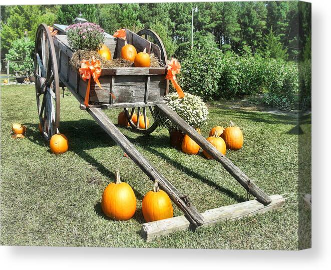 Victor Montgomery Canvas Print featuring the photograph Pumpkin Wagon by Vic Montgomery