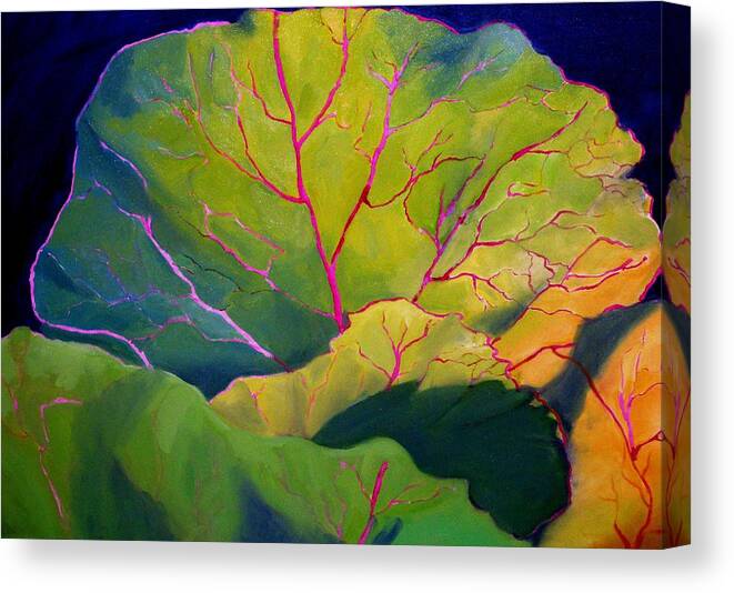 Vegetables Canvas Print featuring the painting Purple Cabbage at Sunrise by Maria Hunt