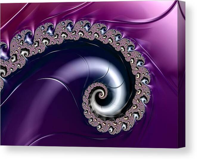 Spiral Canvas Print featuring the digital art Purple fractal spiral for home or office decor by Matthias Hauser