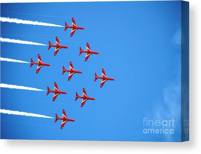 Wing Canvas Print featuring the photograph RAF The Red Arrows by David Fowler