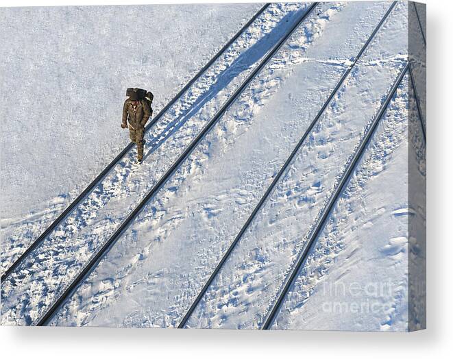 Winter Canvas Print featuring the photograph Railway Blues by Terry Hrynyk