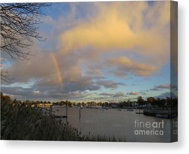 Sunset Canvas Print featuring the photograph Rainbow Over WIckford by Lili Feinstein