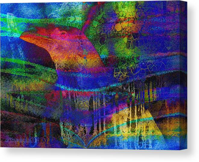 Rainbow Canvas Print featuring the digital art Rainbow Raven by Mimulux Patricia No