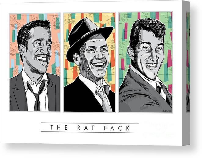 Music Canvas Print featuring the digital art Rat Pack Pop Art by Jim Zahniser