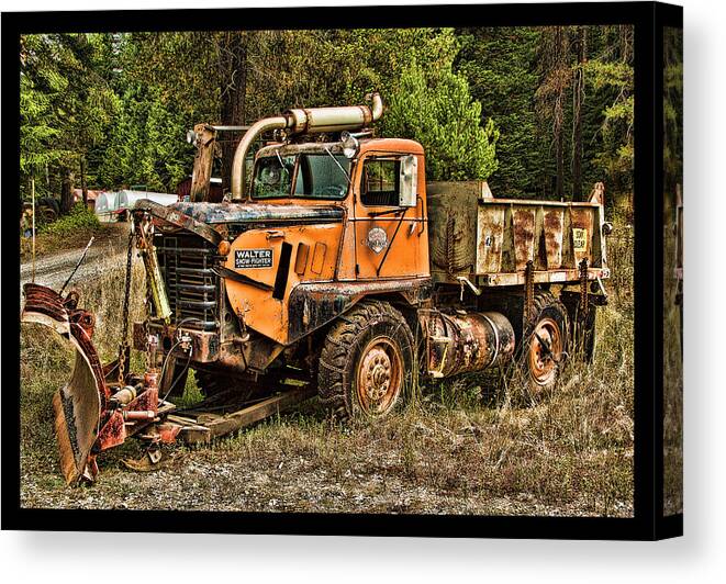 Snow Plow Canvas Print featuring the photograph Ready for Snow By Ron Roberts by Ron Roberts
