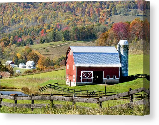 Red Canvas Print featuring the photograph Red Barn by Robert Camp