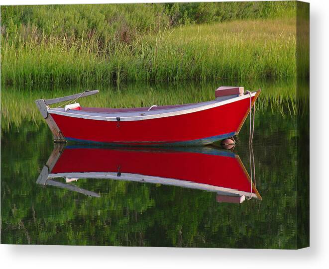 Solitude Canvas Print featuring the photograph Red Boat by Juergen Roth
